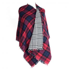 Red Checkered Reversible Blanket Scarf