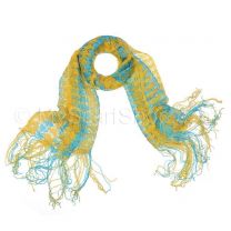 Yellow & Blue Zigzag Open Weave Scarf