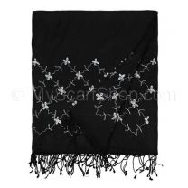 Black Embroidered Flowers Pashmina
