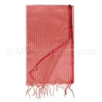 Red and Gold Stripes Sheer Silk Shawl