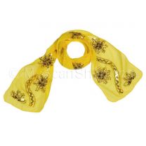 Yellow Embellished Georgette Neck Scarf