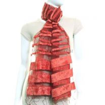 Striped Sheer Silk Shawl (Salmon)