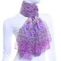 Purple Chiffon Scarf (Poppy Print)