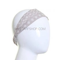 Grey Daisy Embroidered Wide Headband