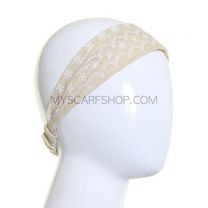Beige Daisy Embroidered Wide Headband