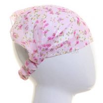 Pink Floral Chiffon Headwrap