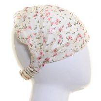 Cream Floral Chiffon Headwrap