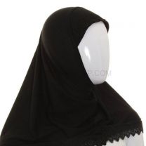 Children's Lace Trim 1 Piece Al Amira Hijab (Black)