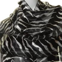 Black Zebra Print Satin Stripe Scarf