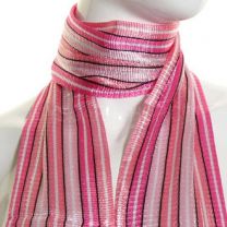 Pink Stripes Belt Scarf with Fringes
