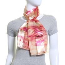 Pink Abstract Waves Satin Stripe Scarf