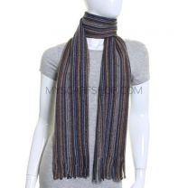 Grey Fine Stripes Pure Wool Knitted Scarf