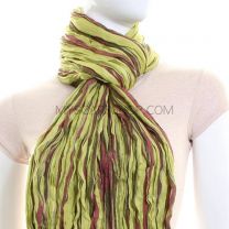 Green & Red Stripes Wool Blend Crinkle Pashmina