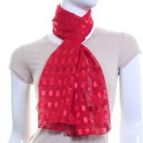 Red Rectangles Chiffon Scarf