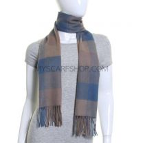 Blue Checked Lambswool Scarf