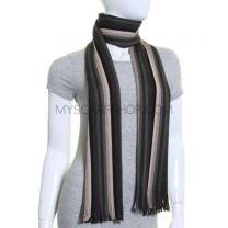 Khaki Stripes Pure Wool Knitted Scarf