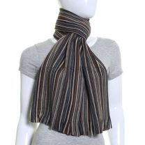 Brown Fine Stripes Wool Knitted Scarf