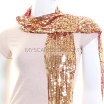 Gold Sequin Scarf on Red Netting