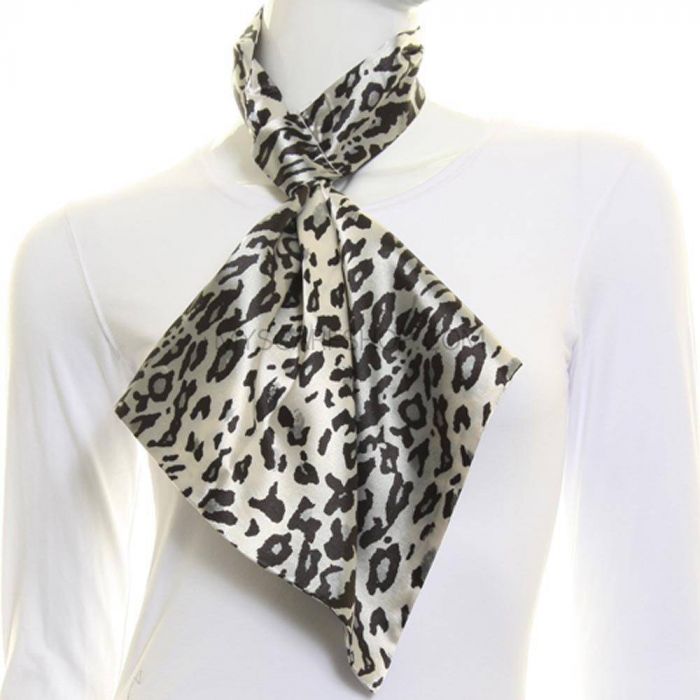Leopard Print Satin Tie Scarf, Neck Scarves - My Scarf Shop
