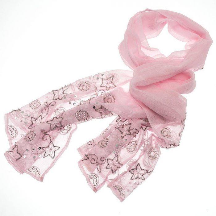 Occasion & Evening Scarves  Georgette Scarf Pink Sequin